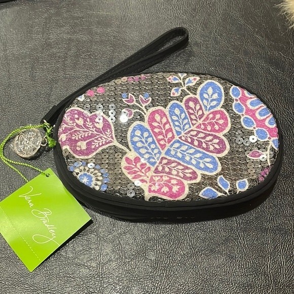 NEW!  Vera Bradley Oval Shimmer Alpine Floral Wristlet ~ $58